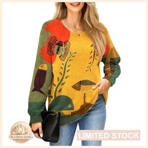 Oversized Chunky Cotton Nylon Pullover Sweater Cozy Warm Casual Loose Fit